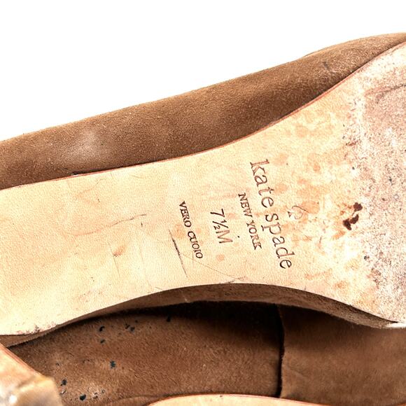 Kate Spade Vivian Suede Heels 7.5 Tan Brown Pumps Capsule Career Academia Work - Picture 7 of 8